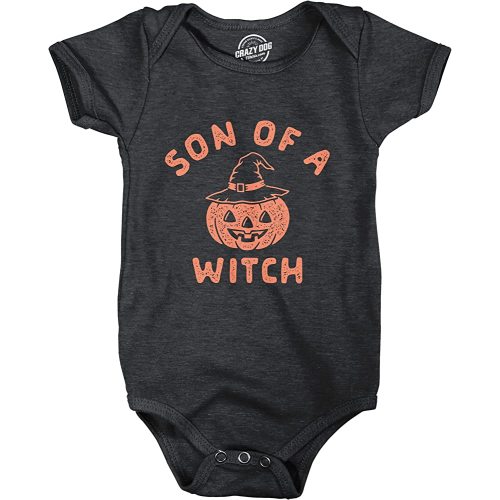 Son of A Witch Baby Bodysuit Funny Halloween Jack-o-Lantern Infant Jumper