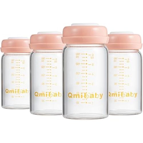 Breastmilk Storage Bottle Wide Weak 6 oz 180 ml BPA Free Breast Milk Container for Fridge Leak-Proof Baby Bottle for Breastmilk Storage Breastfeeding Essential 4Packs Pink