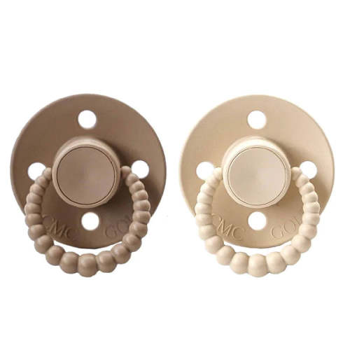 CMC GOLD BUBBLE DUMMY / PACIFIER 2 PACK (SIZE 1) | OATMEAL + ALMOND
