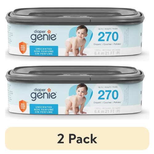 (2 pack) Diaper Genie Square Refill, Unscented, Holds up to 270 Newborn Diapers, Blue