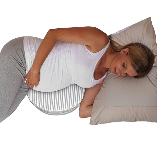 Boppy Pregnancy Pillow Wedge with Cover, Gray Stripe, Belly Support Maternity Wedge, Firm Wedge Pillow from Line of Pregnancy Pillows for Sleeping