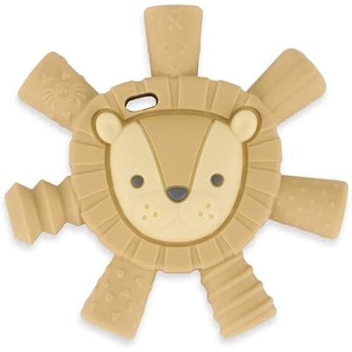 Itzy Ritzy - Ritzy Teether for Molars - Massages Sore Gums & Reaches Back Molars - Silicone Baby Teething Toy with Multiple Textures & Flexible Design - Teething Relief for 3 Months & Up (Lion)