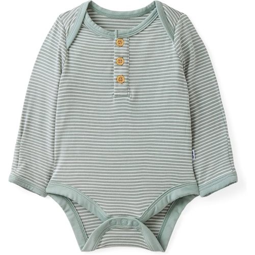Little Sleepies Henley Bodysuit, Soft Viscose from Bamboo Long Sleeve Bodysuit for Baby Boys & Girls, Baby Clothes