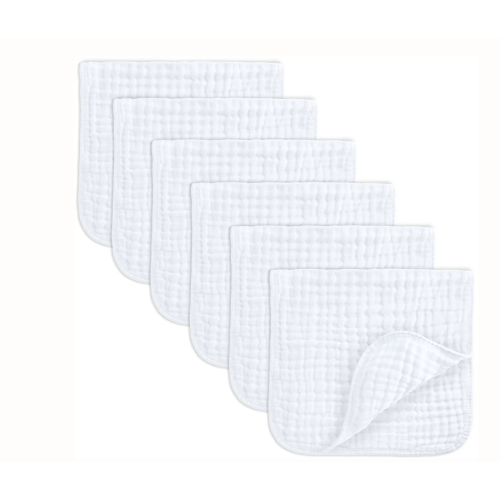 Muslin Burp Cloths, White – 10 pack
