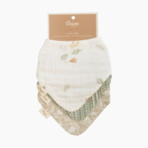 Crane Baby Cotton 4 Layer Muslin Bib Set (3 Pack) - Willow Ecru/Green