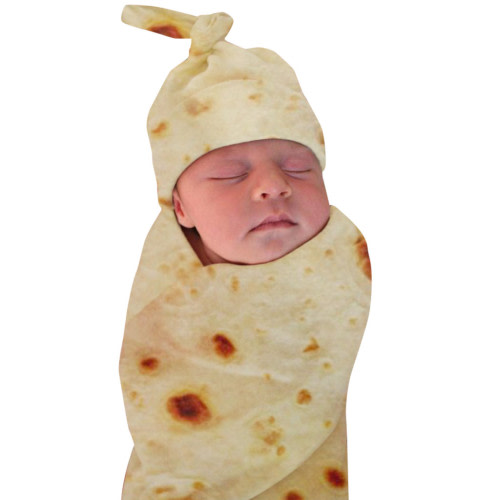 Odeerbi Baby Blankets Sleepers Wrap Burrito Flour Tortilla Swaddle Sleeping Hat