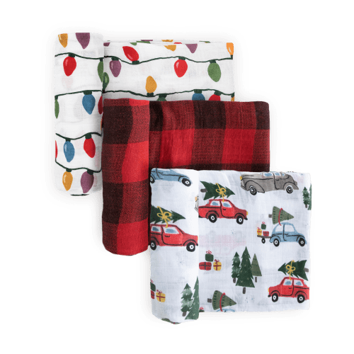 Cotton Muslin Swaddle Blanket 3 Pack - Holiday Haul