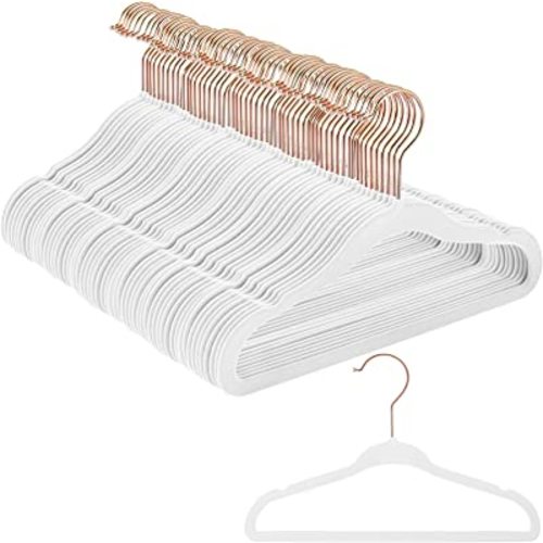 Amyhill 100 Pack Baby Kids Velvet Hangers Bulk Non Slip Clothes Hangers Durable Newborn Velvet Space Saving Infant Nursery Newborn Toddler(Baby,White)
