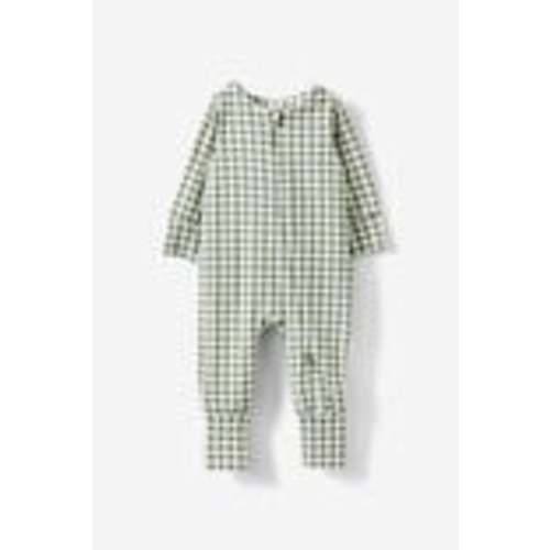 The Billie Long Sleeve Zip Romper - Swag Green/Gingham