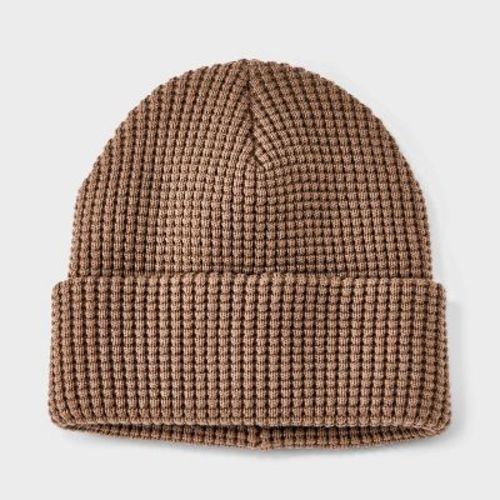 Kids' Double Layer Waffle Knitted Beanie Hat - Art Class™ Brown