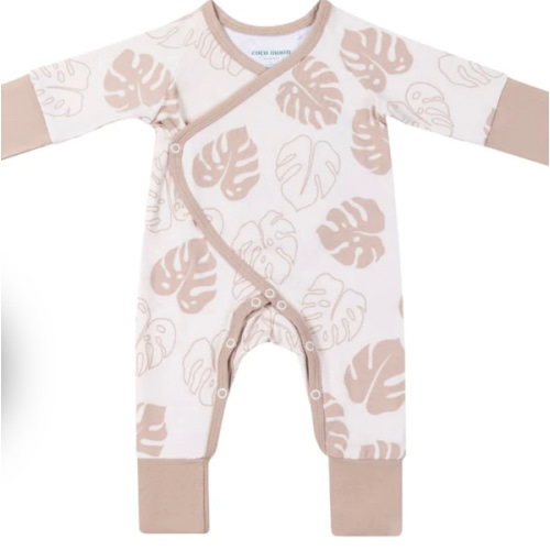 Toasted Monstera Bamboo Newborn Coverall