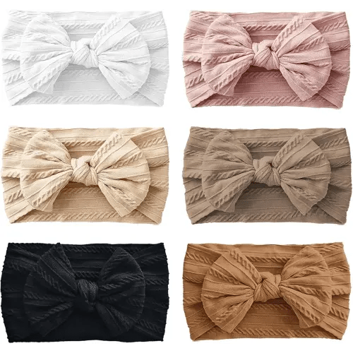 6PCS Baby Headbands, Girls Headbands with Bows, Soft Stretchy Nylon Hair Bands Hair Accessories for Newborn Infant Toddler