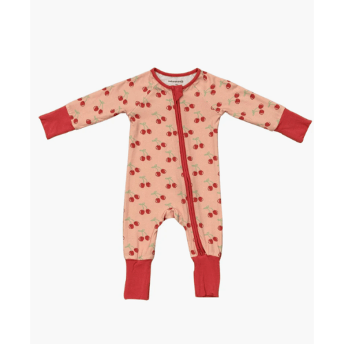 Baby Girl Long Sleeve Zip Romper in Cherries
