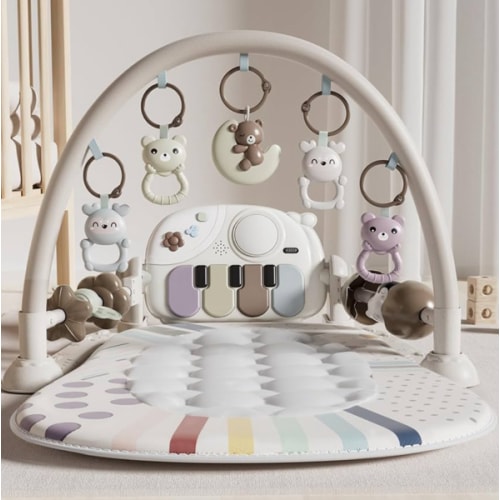 Baby Play Mat Baby Toys,Baby Gym Tummy Time Play Piano Activity Mat with 5 Infant Sensory Toys,Music & Light Infant Newborn Gifts for Babies Toddlers 0-3 6-9 11 12 Months.