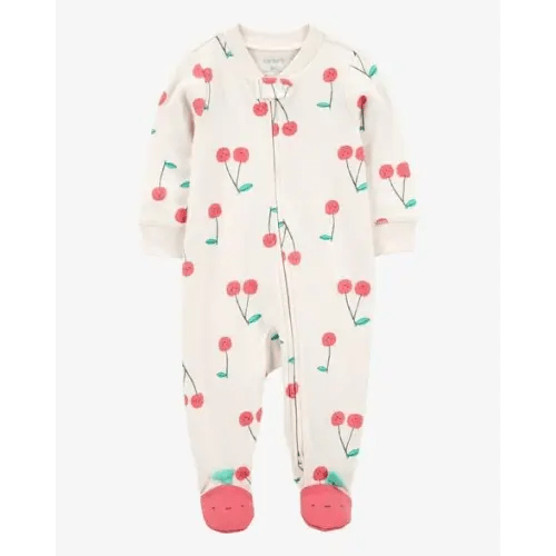 Baby Cherry Print 2-Way Zip Cotton Sleep & Play Pajamas - Carter's | Carter's