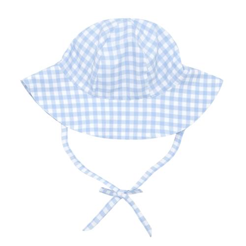 Minnow Swim Baby Oasis Blue Gingham Sun Hat, 6-12 Months