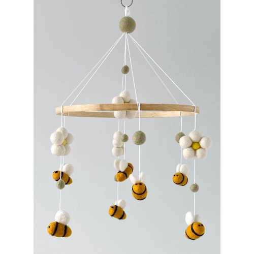 bee mobile/ baby girl mobile/ daisy mobile/Baby Mobile/ daisy Nursery Mobile/ cot mobile/ Crib mobile/ bumblebee mobile/ felt ball mobile