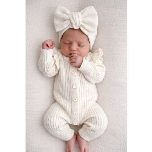TEXTURED FLUTTER COTTON LONG ROMPER | SNOW – Petite Co au