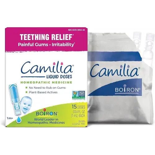 Boiron Camilia Teething Drops for Daytime and Nighttime Relief of Painful or Swollen Gums and Irritability in Babies - 15 Count