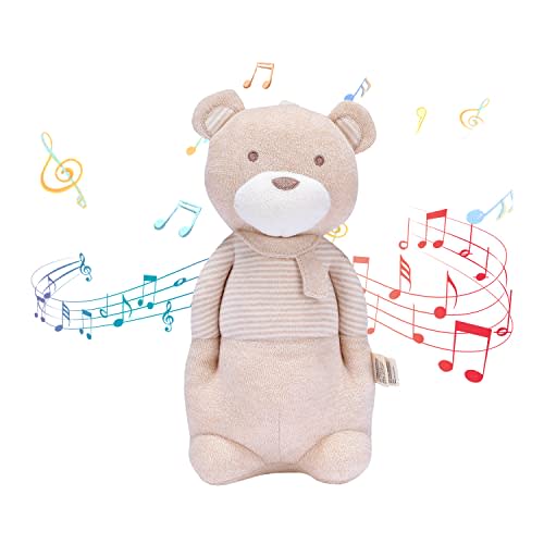 COTTONEBEBE Organic Baby Toys, Stuffed Animal Toy with Lullaby Music for Infant Babies 0 3 6 12 to 36 Months Boy & Girl,Ideal Gift for Newborn (Mr.Bear, Cotton)