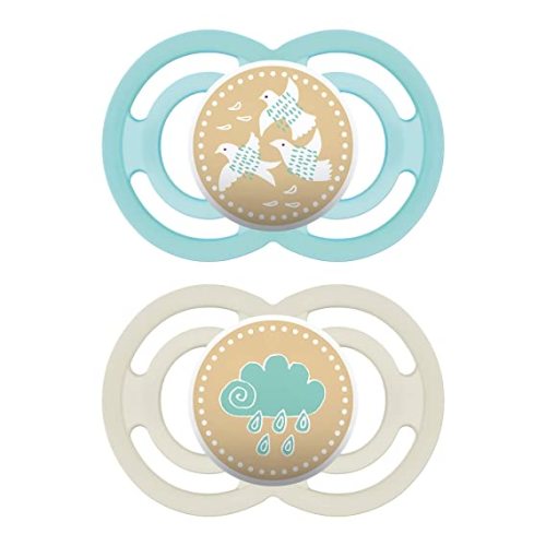 MAM Perfect Baby Pacifier, Patented Nipple, Developed with Pediatric Dentists & Orthodontists, Unisex, 6-16 (Pack of 2) - 6-16 (Pack of 2) (Kids) - Aqua