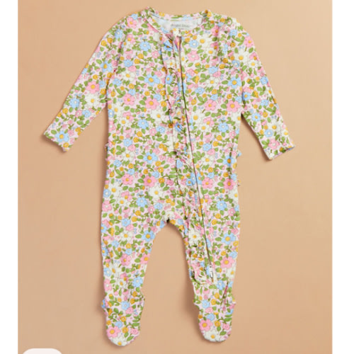 Kate Floral Ruffle Footie in Multi | Tullabee