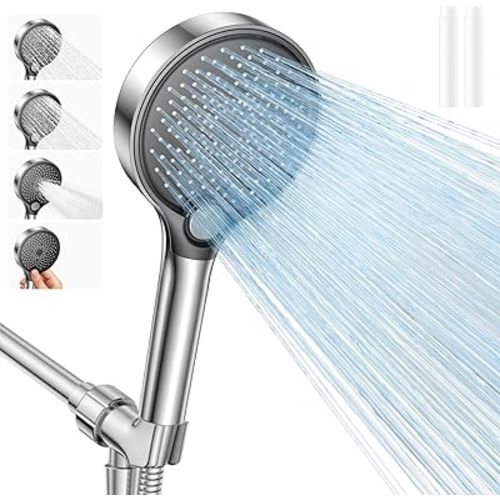 Filtered Shower Head with Handheld, High Pressure Showerhead Filter for Hard Water - 3 Spray Modes, Adjustable Angle Shower Head Water Softener, Removable Filtering Showerhead with Hose