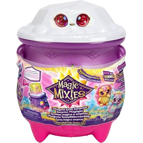 Magic Mixies Magical Gem Surprise Cauldron: Sun. with New Shimmer Eyes! Reveal an Mixie Plushie from The Fizzing Cauldron and Discover 2 Magical Solar Gem Surprises! Styles May Vary