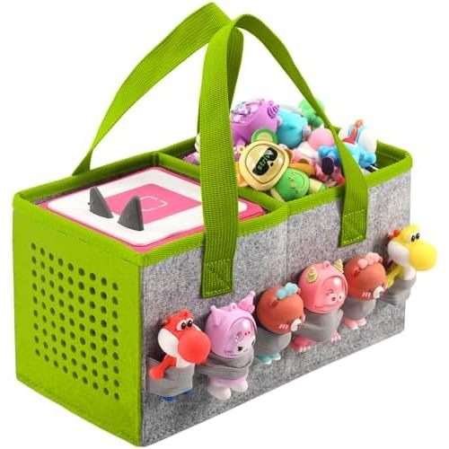 Carrying Case for Toniebox Starter Set and Tonies Figurines, Travel Felt Cloth Musical Toy Folding Bag for Toniebox 2 & Accessories (Green)