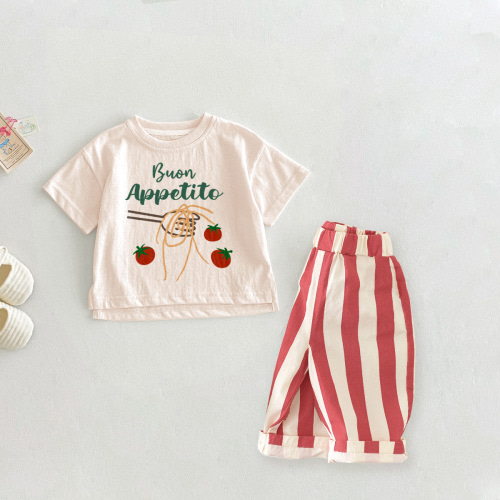 BUON APPETITO Baby 2-Piece Tomato Pasta Red Pants Set