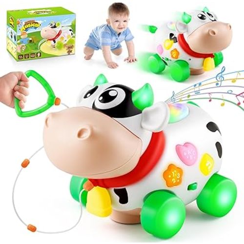 Baby Toys 6-12-18 Months, Musical Cow Toys for 1 Year Old Boy Girl, Crawling Walking Infant Toy 7 8 9 10 Month, Learning Toddler Toys with Music & Light, 1st Birthday Gifts Interactive STEM Toy