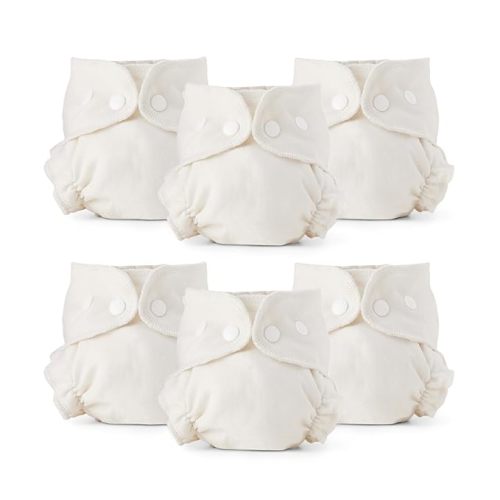 Esembly Cloth Diaper Inner - Organic Cotton Fitted Diaper- Soft, Ultra-Absorbant, Trim-Fitting Layer to Pair with Waterproof Outer for Blowout-Proof Diapering - 6-Pack, Size 1 (7-17lbs)