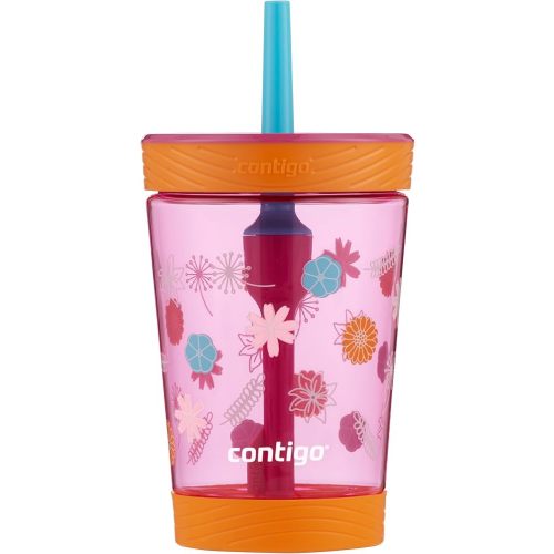 Contigo Kids Spill-Proof 14oz Tumbler with Straw and BPA-Free Plastic, Fits Most Cup Holders and Dishwasher Safe, Dragon Fruit Mango Wildflower