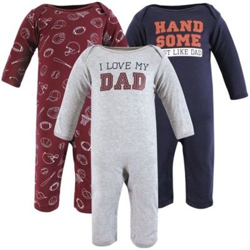 Hudson Baby Infant Boys Cotton Coveralls, Love Dad, 0-3 Months