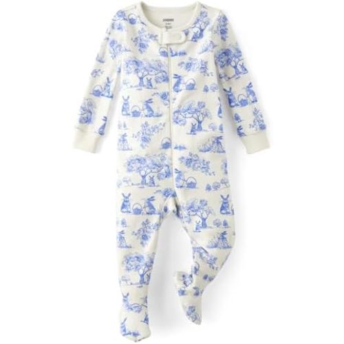 Gymboree Unisex Baby and Toddler Easter Gymmie One Piece Zip Front Cotton Pajama