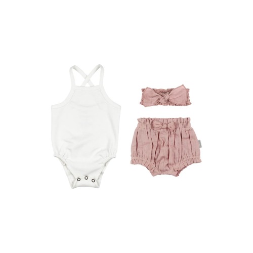 Organic Cotton Bodysuit, Bloomers & Headband Set, 6-9m (16-19 lbs)