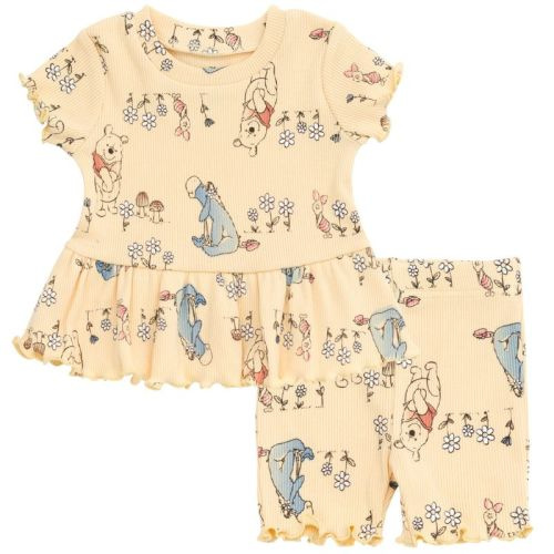 Disney Winnie the Pooh Newborn Baby Girls Ribbed T-Shirt and Shorts Outfit Set Winnie The Pooh White 0-3 Months