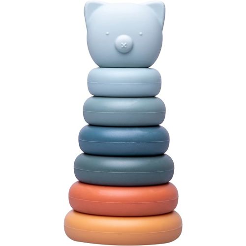Bizzu Cat Silicone Stacking Toy, Baby and Toddler Toy, Gender-Neutral Interactive Stackable Learning Toy, Baby Girl or Baby Boy Nursery Accessory