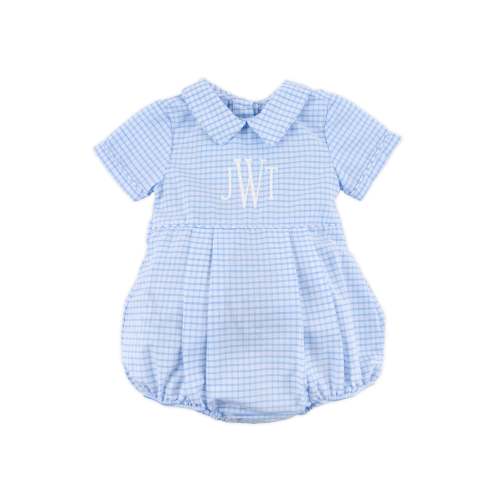 Light Blue Windowpane Collared Bubble
