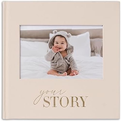 Baby Memory Book - Baby Photo Albums - Baby Scrapbook & Record Book - Baby Journal Gift for Newborn Baby Boy & Girl (Cream Fabric)