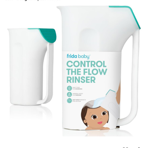 Frida Baby Control The Flow Bath Rinse Cup, Tear Free Rinser to Wash Hair and Body with Easy Grip Handle and Removable Rain Shower, Made in USA