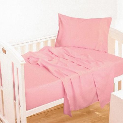 3-piece Brushed Microfiber Toddler Sheet Set, Includ Crib Flat Sheet, Crib Fitted Sheet And Pillowcase, Pink - Ntbay