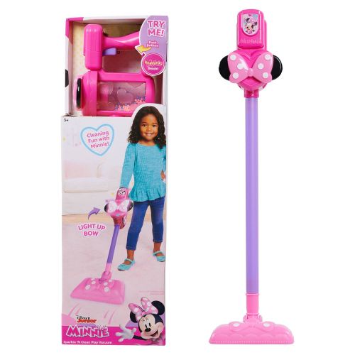 Disney Junior Minnie Mouse Sparkle 'N Clean Play Vacuum with Lights and Sounds, Pretend Play, Kids Toys for Ages 3 up