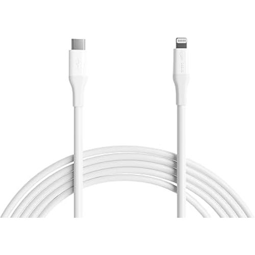 Amazon Basics MFi Certified USB-C to Lightning Fast Charging Cable for Apple iPhone, Nylon Braided, 10 ft, White