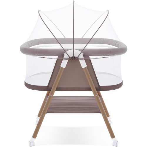GYARING Baby bassinets,3 in1 Baby Crib, Sturdy, Portable & Easy to Assemble,Mosquito net and Portable Bag Included. (Khaki)