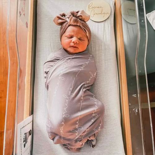 Personalized Dusty Purple Baby Name Swaddle Blanket - Script