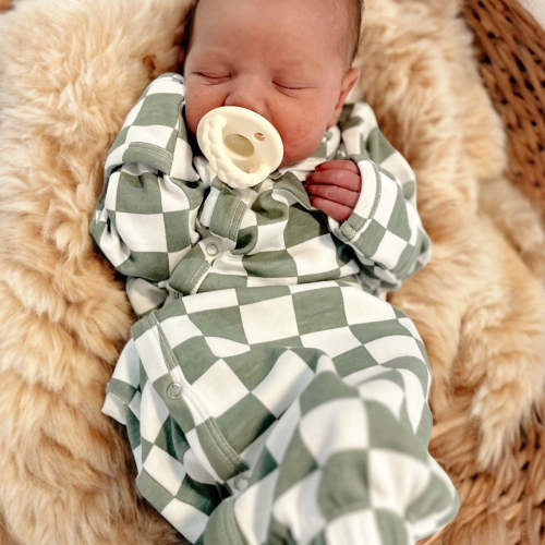 Matcha Milkshake Checkerboard / Organic Gown