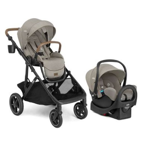 Joie Chive and Rue Travel System - Dove: All-Terrain Tires, Adjustable Harness, Infant Car Seat Compatible