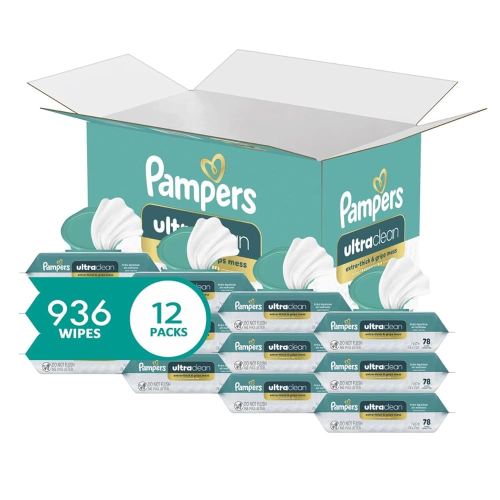Pampers Baby Wipes, Free & Gentle, Hypoallergenic and Unscented Wipe, 100% Plant Based, Plastic-Free for Babies, 936 Total (12 Flip-Top Packs)