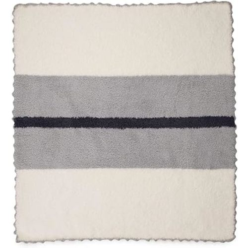 Barefoot Dreams CozyChic Striped Receiving Blanket, Comfy Baby Blanket, Ocean, 30 Inches x 32 Inches